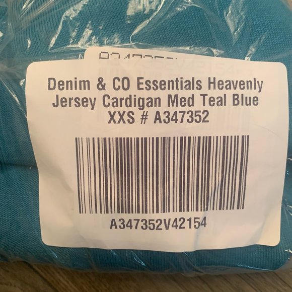 NWT DENIM & CO. ESSENTIALS HEAVENLY JERSEY CARDIGAN MEDIUM TEAL BLUE XXS - Picture 7 of 8